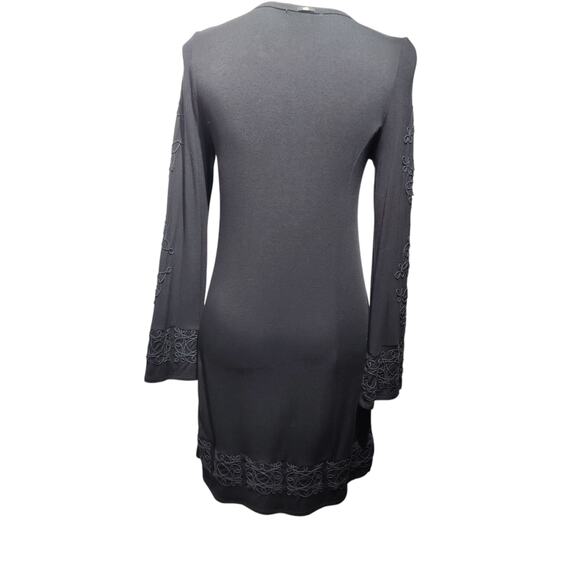 Obey Womens Sz M Black Mazzy Dress Embroidered Keyhole Flare Sleeves Witchy Goth - Picture 8 of 8